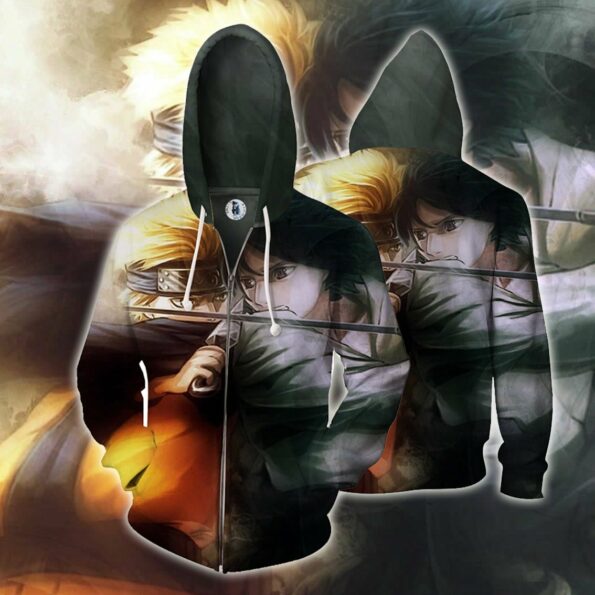Naruto Hoodie – Naruto & Sasuke 3D Hoodie – Zip Up Jacket