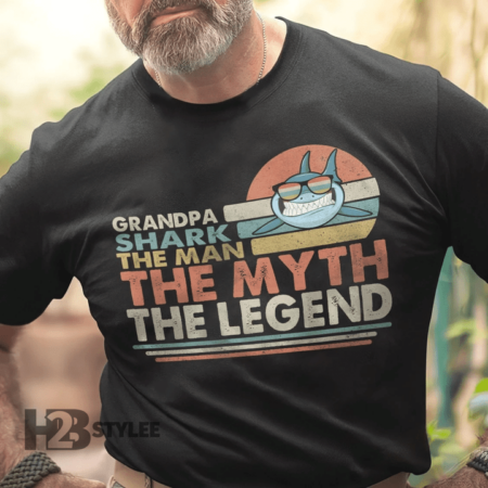 Shark Grandpashark The Man The Myth The Legend Graphic Unisex T Shirt, Sweatshirt, Hoodie Size S – 5XL