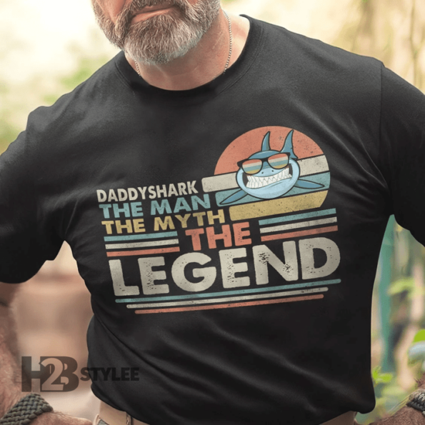 Shark Daddyshark The Man The Myth The Legend Graphic Unisex T Shirt, Sweatshirt, Hoodie Size S – 5XL