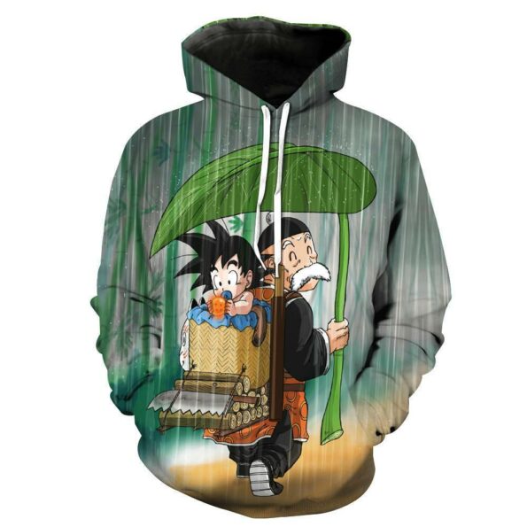 Dragon Ball Z Hoodie – Baby Goku and Grandpa Gohan In The Rain – Dragon Ball Z Jacket