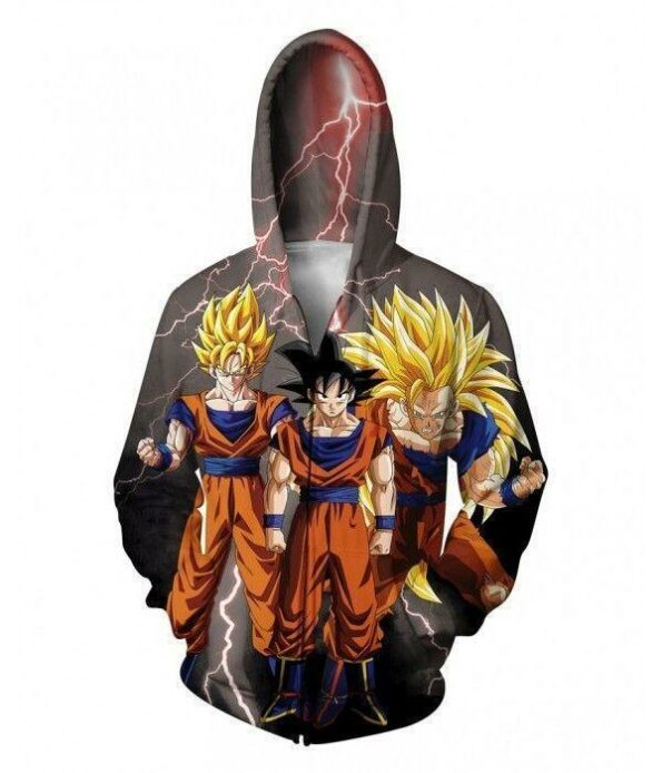 Goku Transformations 3D Printed Zip Up Hoodie
