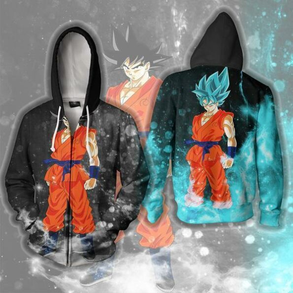 Goku Super Saiyan Blue Hoodie – Goku Super Saiyan God Zip Up Jacket