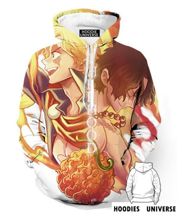 Portgas D. Ace , SABO And Mera Mera Nomi – 3D ONE PIECE HOODIE