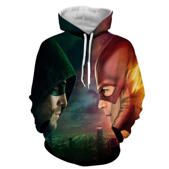 Flash & Green Arrow 3D Printed Hoodie – The Flash Jacket – Star Lab Hoodie