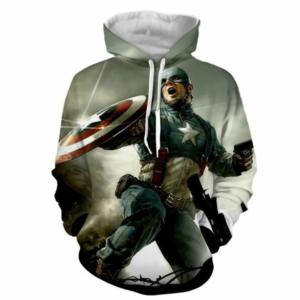 Captain America 3D Printed Hoodie During War