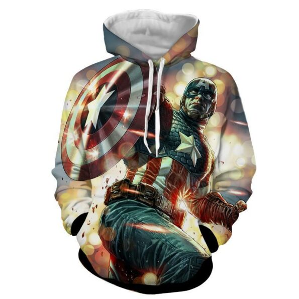 Captain America 3D Printed Action & Explosion Hoodie