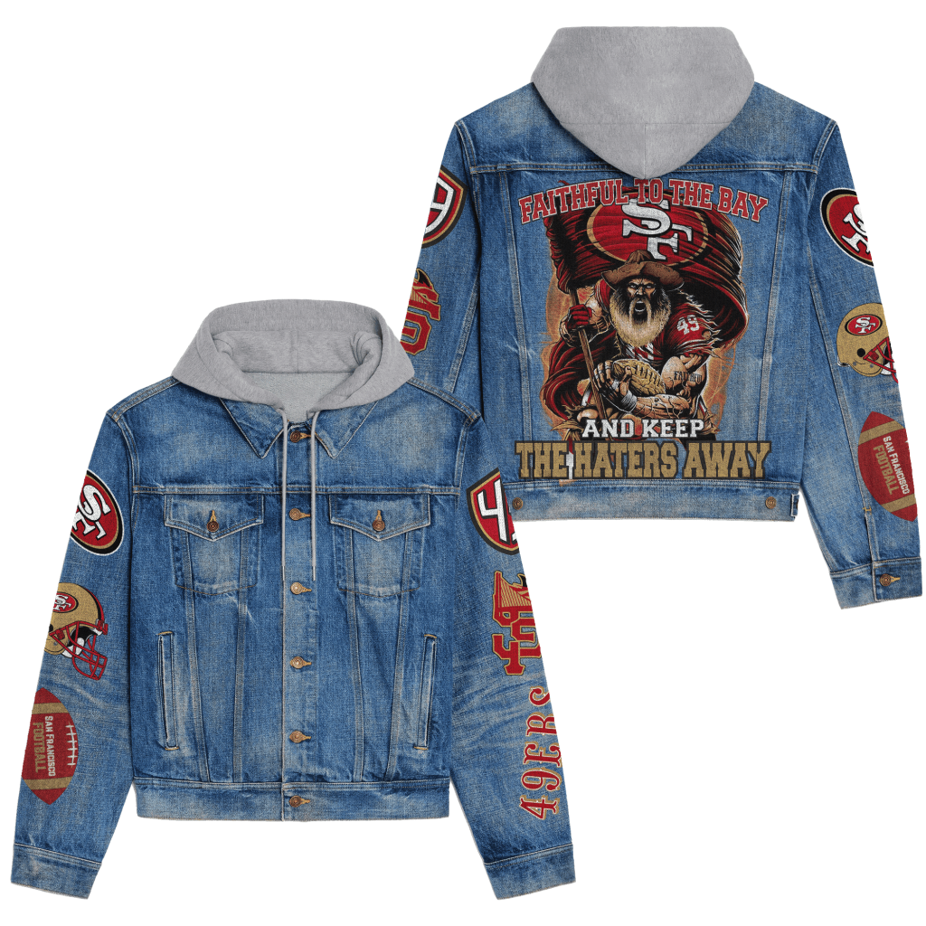 49Ers Premium Hooded Denim Jacket – San Francisco Football Apparel