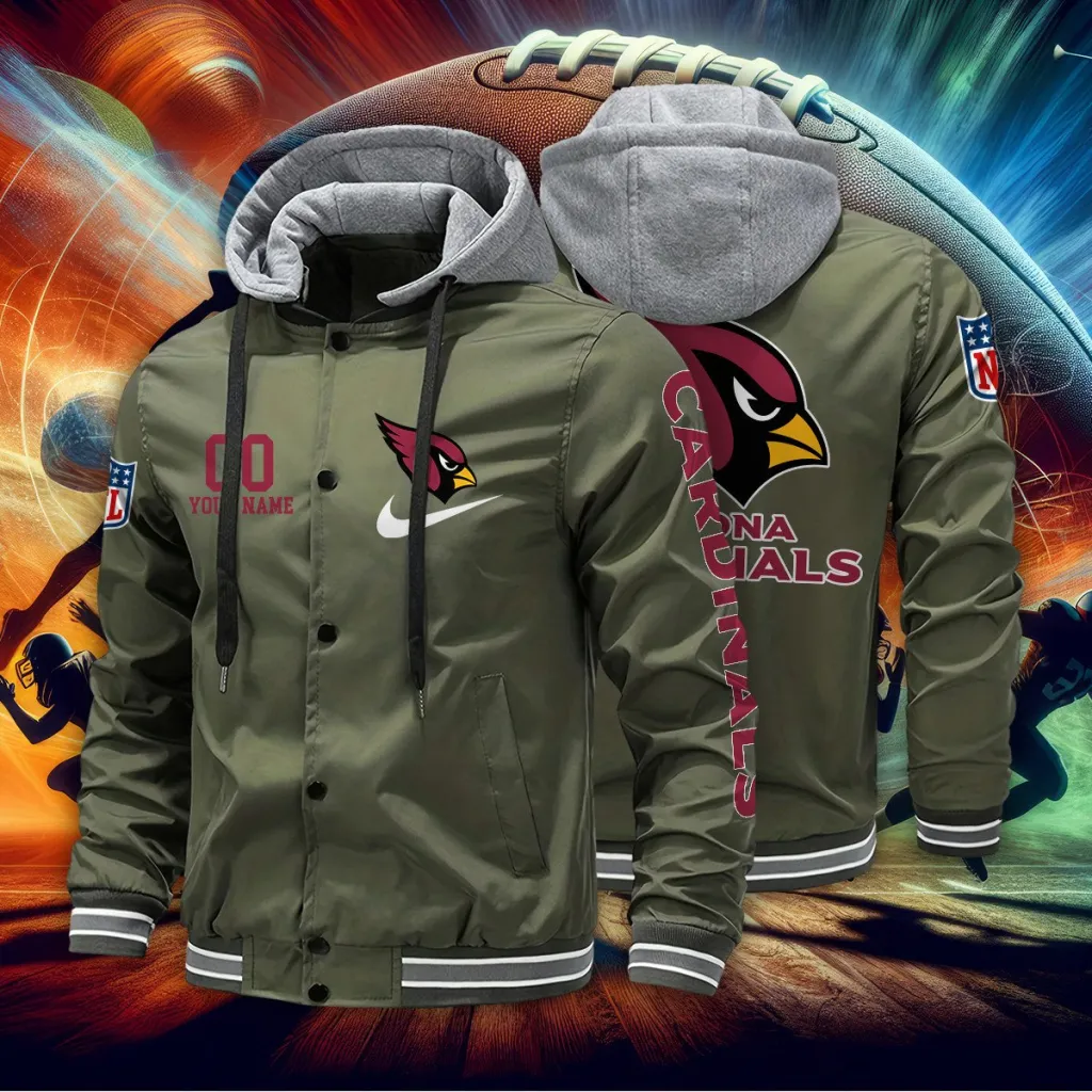 Arizona Cardinals Custom Baseball Jacket With Removable Hood