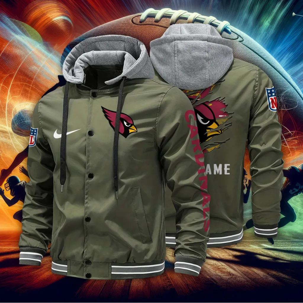 Arizona Cardinals Custom Baseball Jacket With Removable Hood