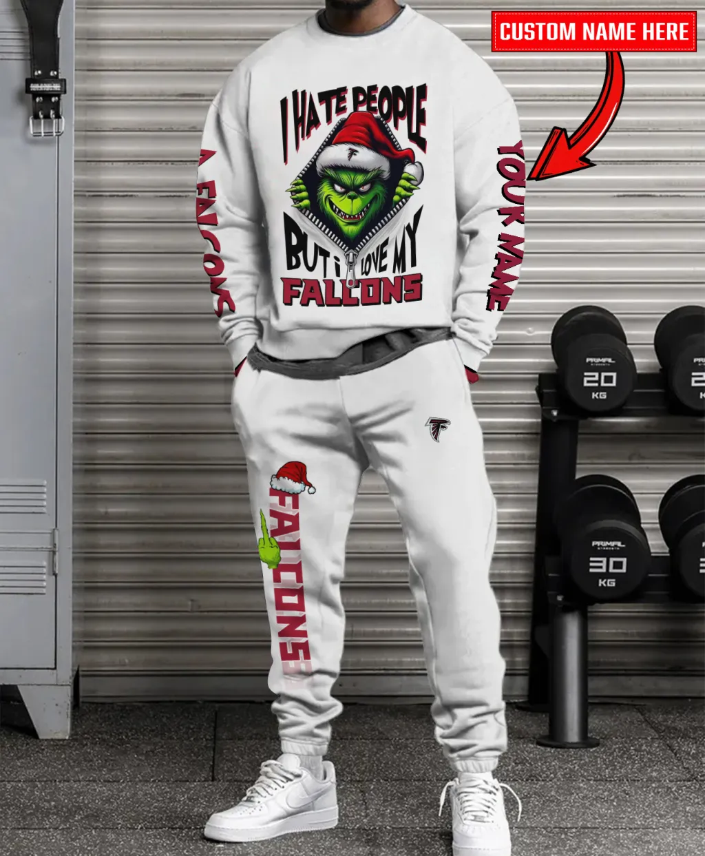 Atlanta Falcons Christmas Collection Unisex White Sweatshirt And Sweatpants Set