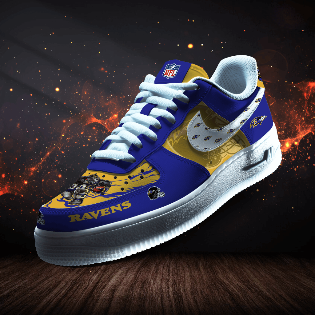 Baltimore Ravens Custom Air Force 1 Logo Pattern Sneakers