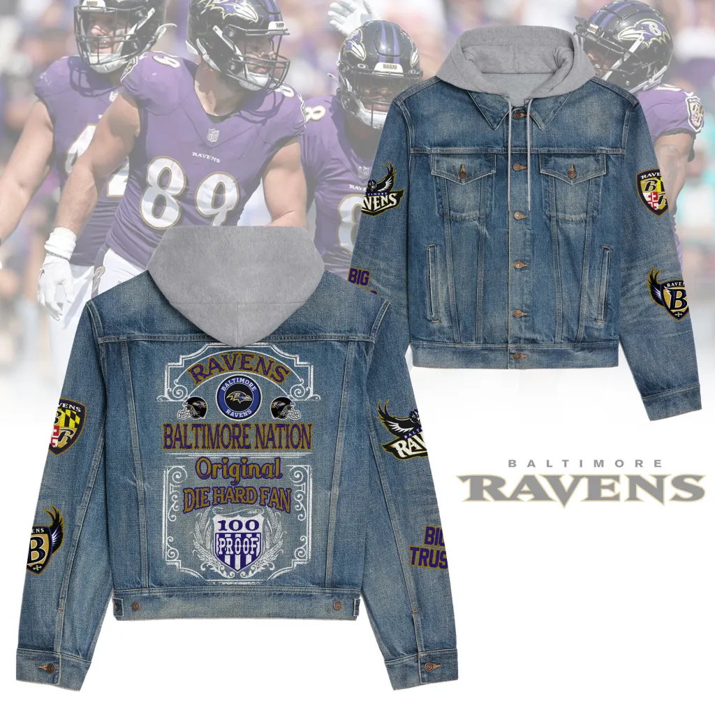 Baltimore Ravens Men’s Premium Hooded Denim Jacket