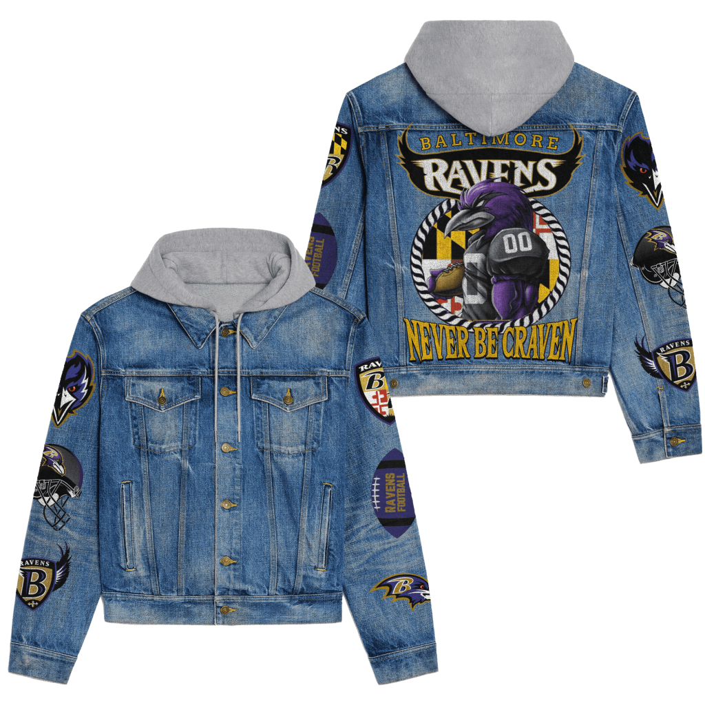 Baltimore Ravens Men’s Premium Hooded Denim Jacket