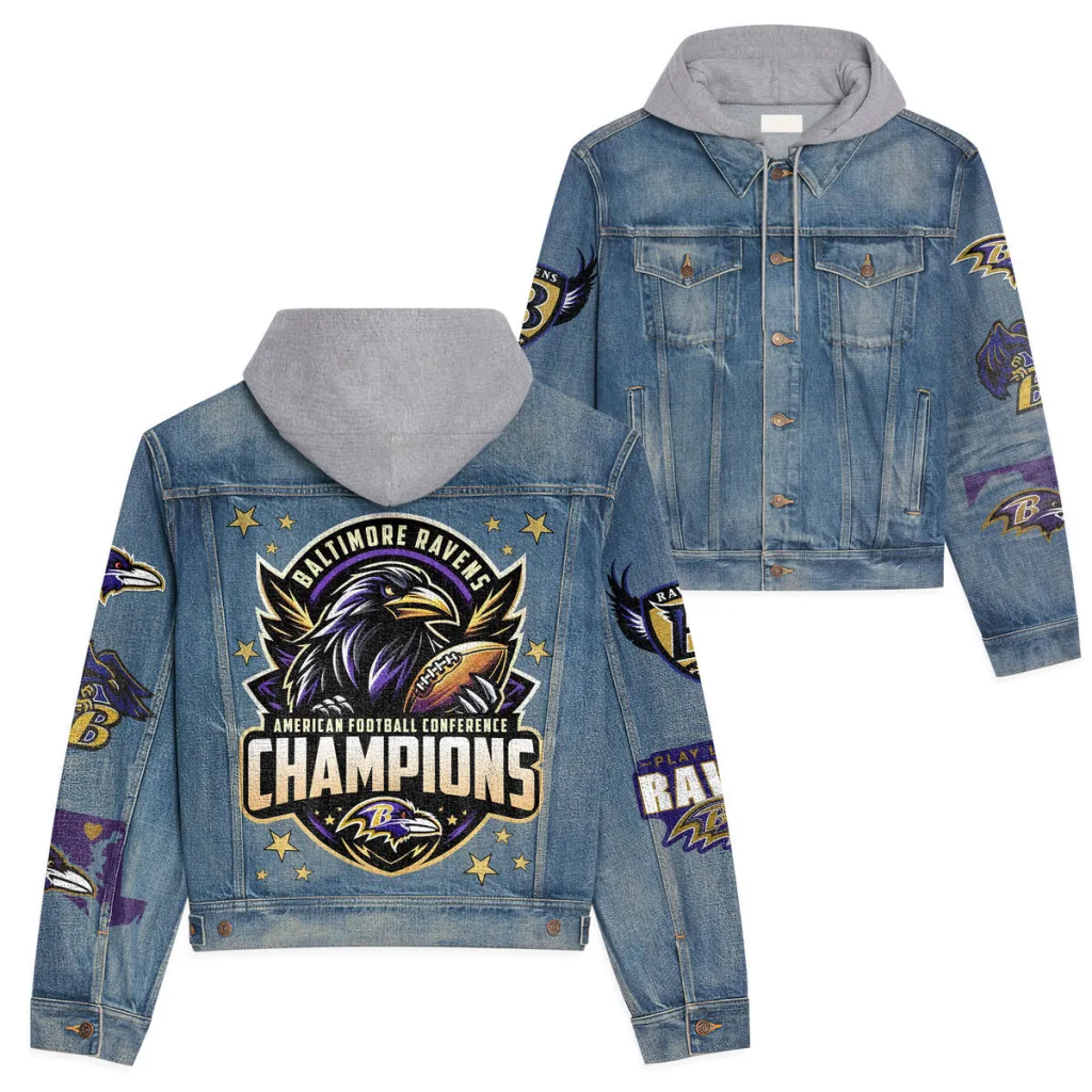 Baltimore Ravens Men’s Premium Hooded Denim Jacket