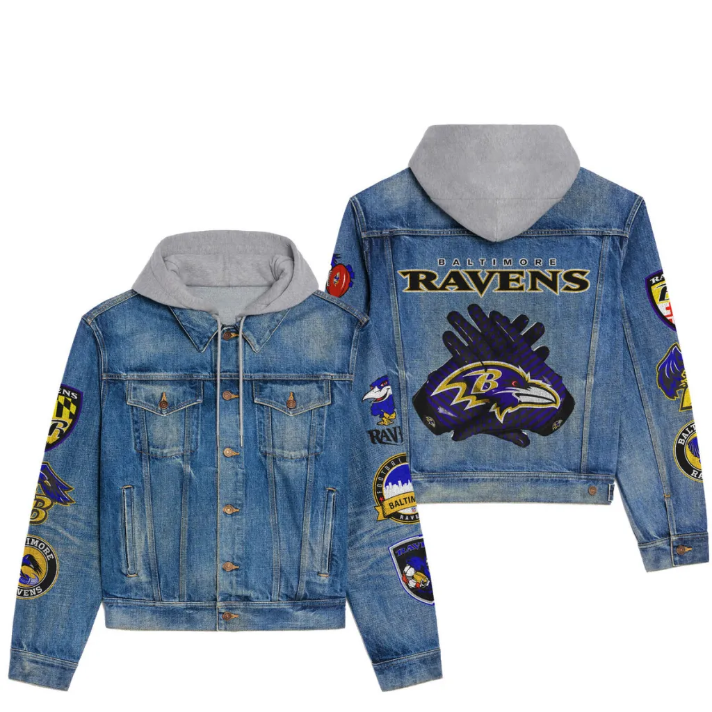 Baltimore Ravens Premium Hooded Denim Jacket