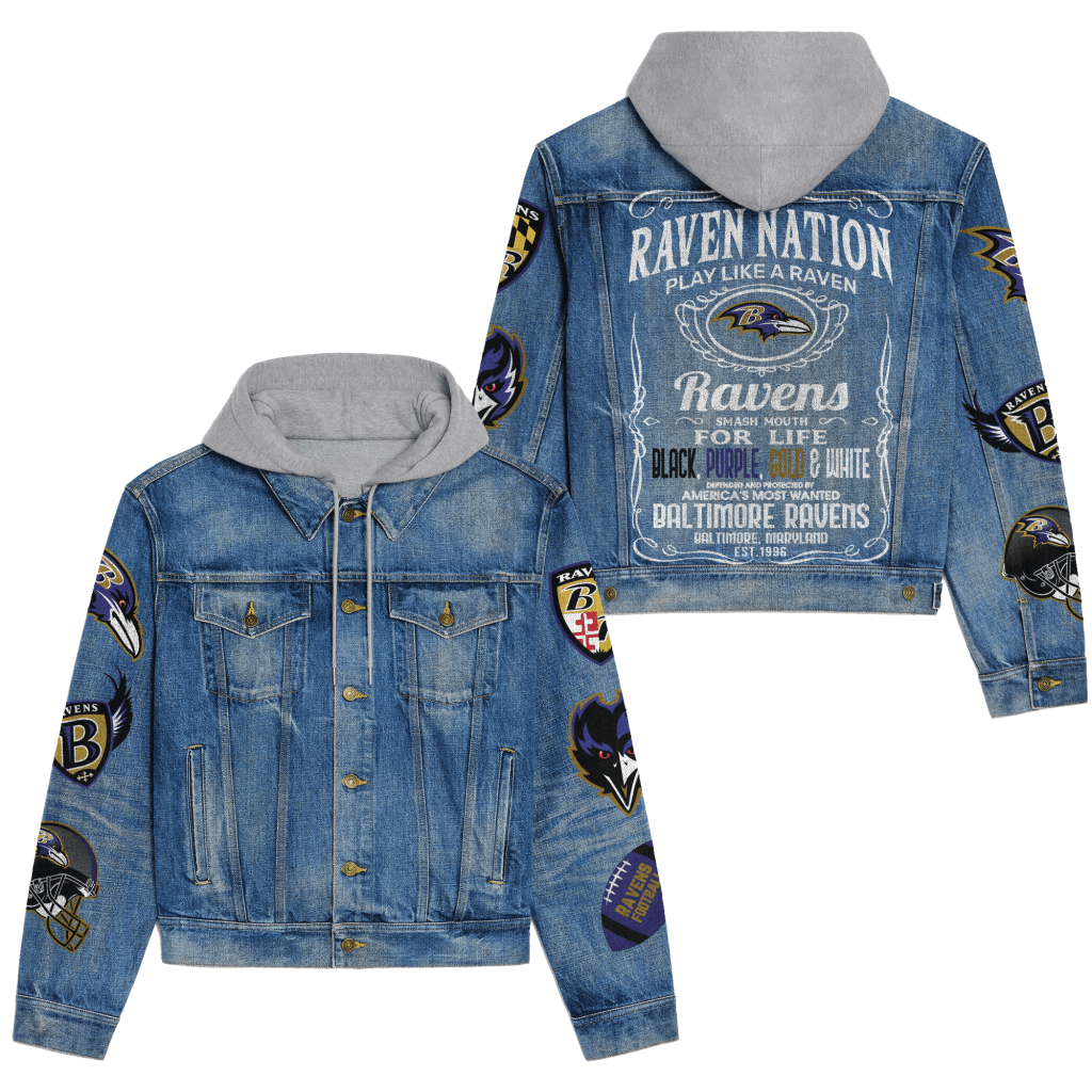 Baltimore Ravens Premium Hooded Denim Jacket