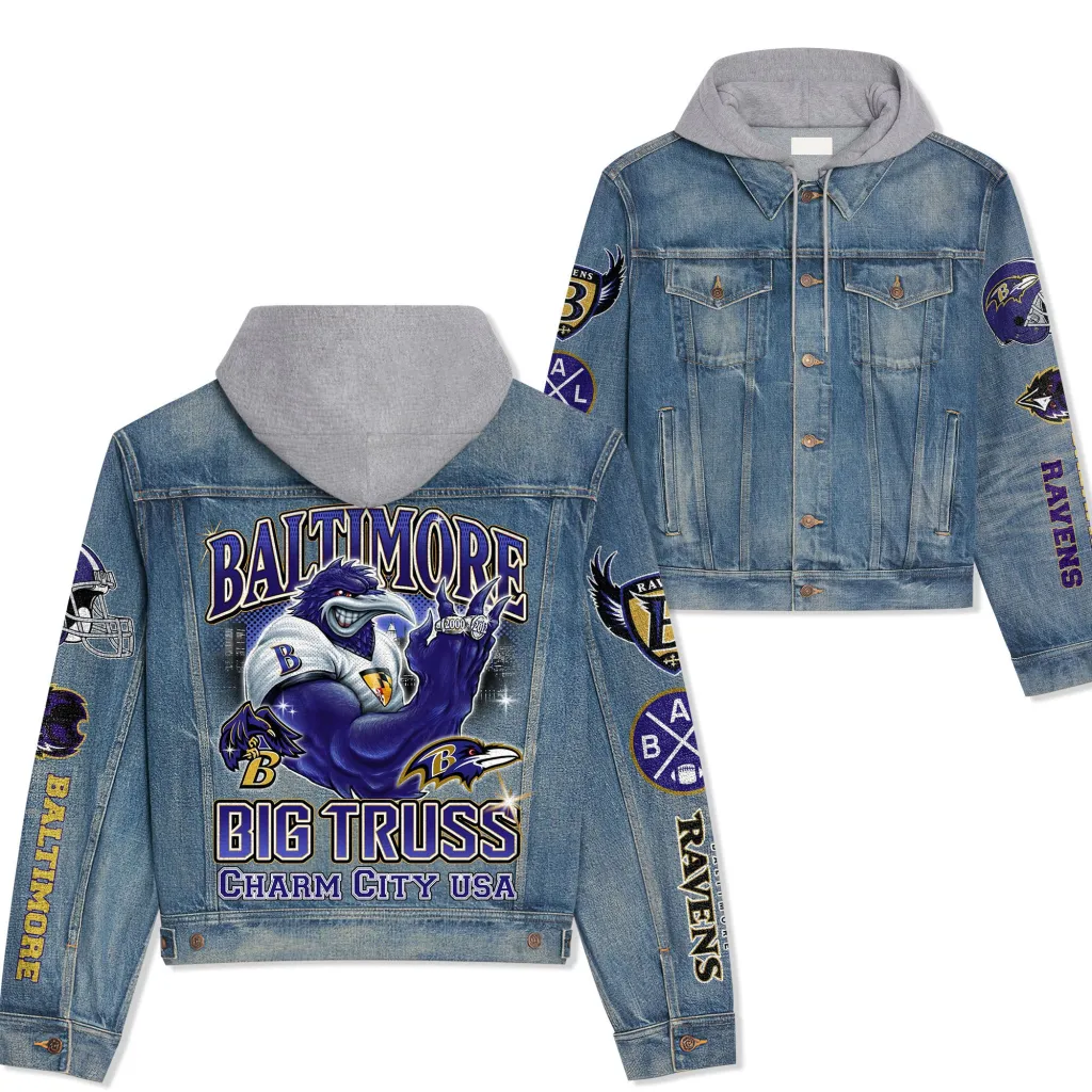 Baltimore Ravens Premium Hooded Denim Jacket