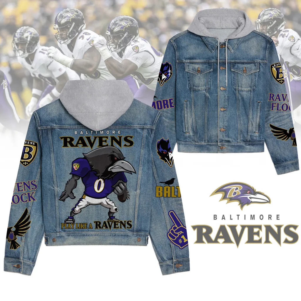 Baltimore Ravens Premium Hooded Denim Jacket