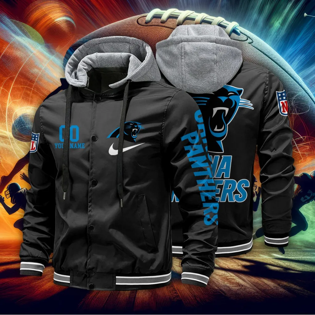 Carolina Panthers Custom Baseball Jacket With Removable Hood