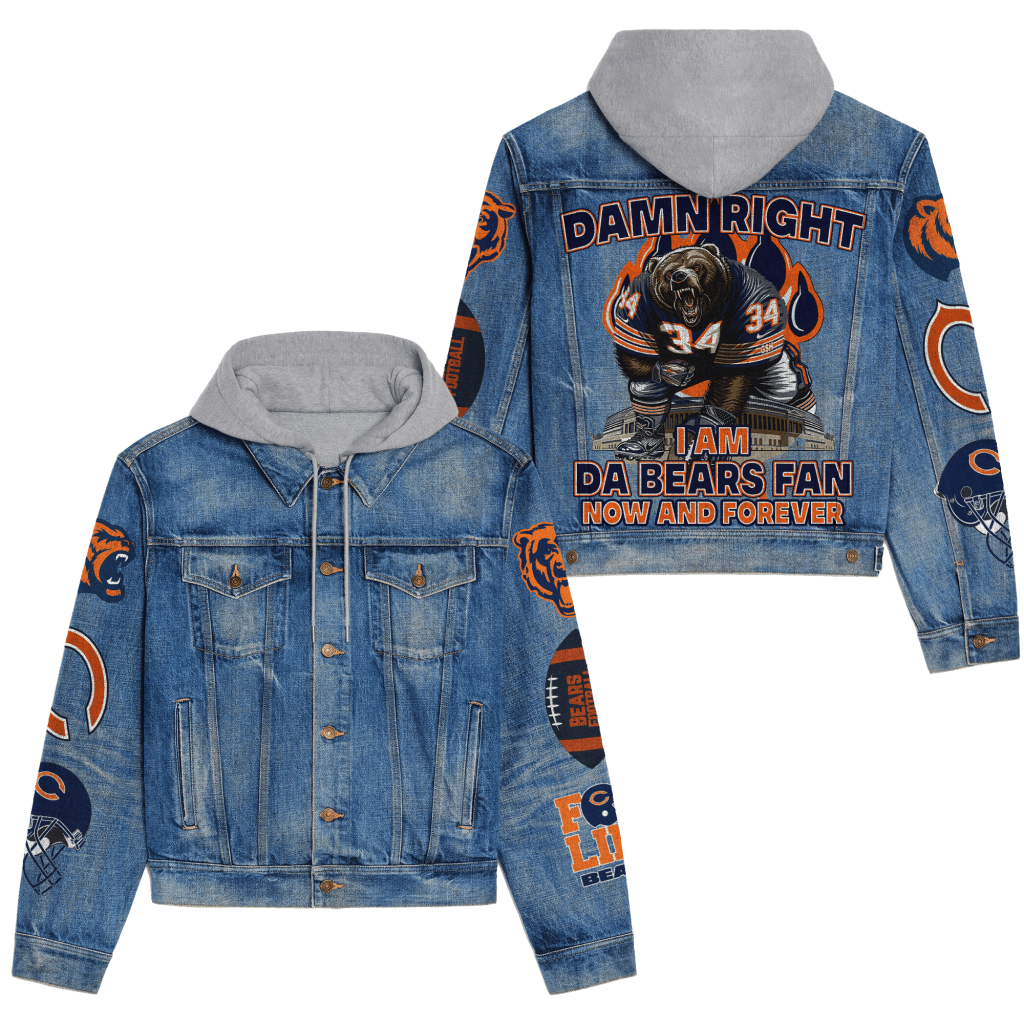 Chicago Bears Men’s Premium Hooded Denim Jacket