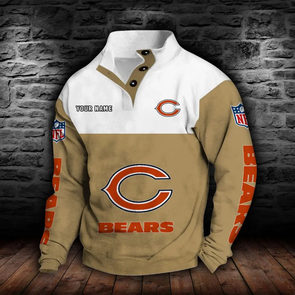 Chicago Bears Personalized Colorful Stand Collar Sweatshirt