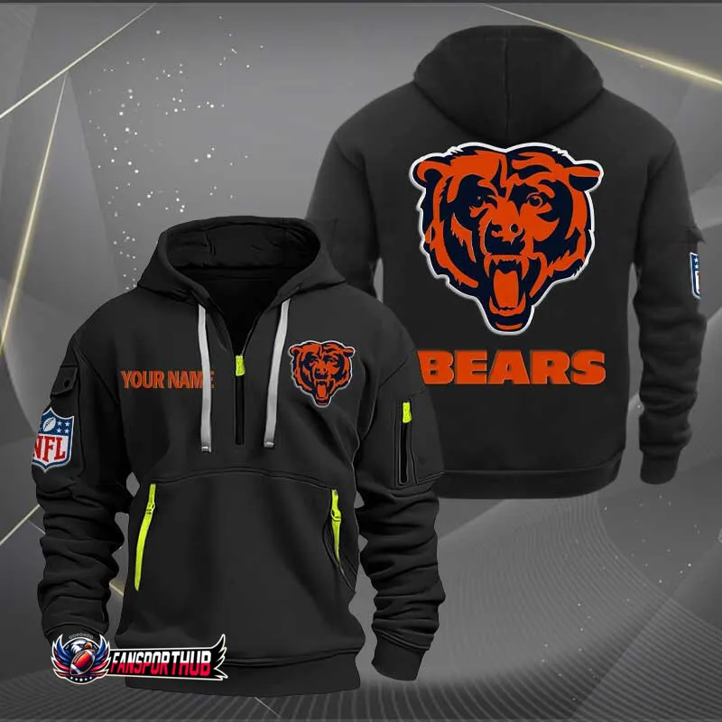 Chicago Bears Personalized Quarter Zip Hoodie Limited Edition