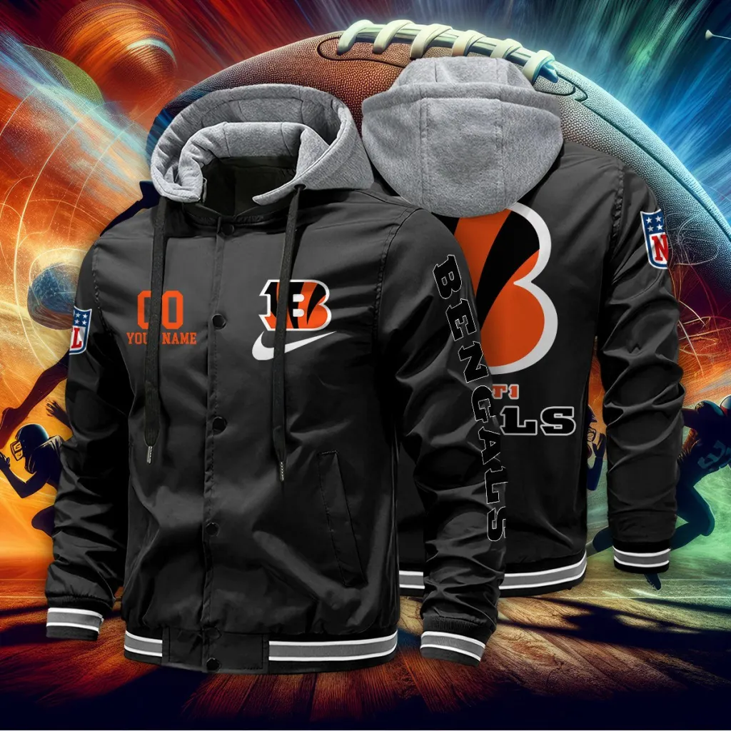 Cincinnati Bengals Custom Baseball Jacket With Removable Hood