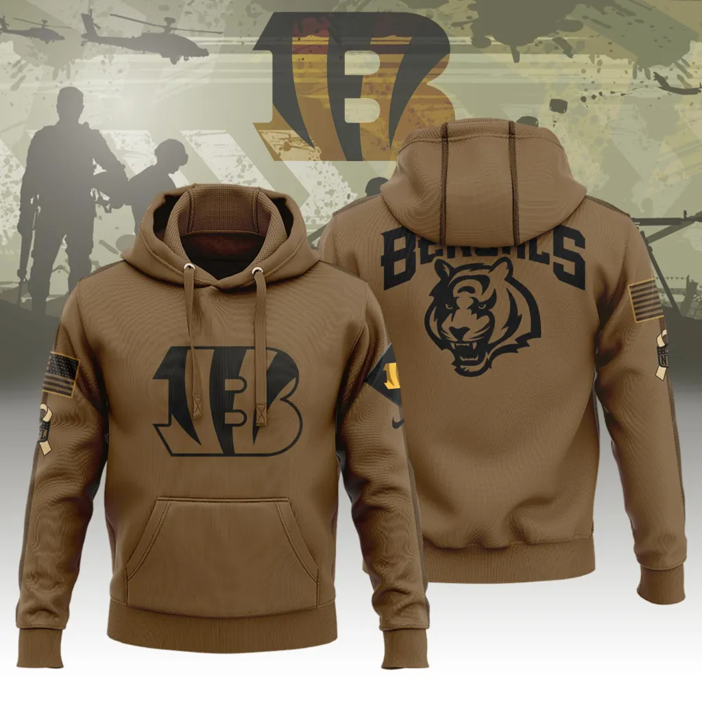 Cincinnati Bengals Limited Edition Brown Veterans Hoodie