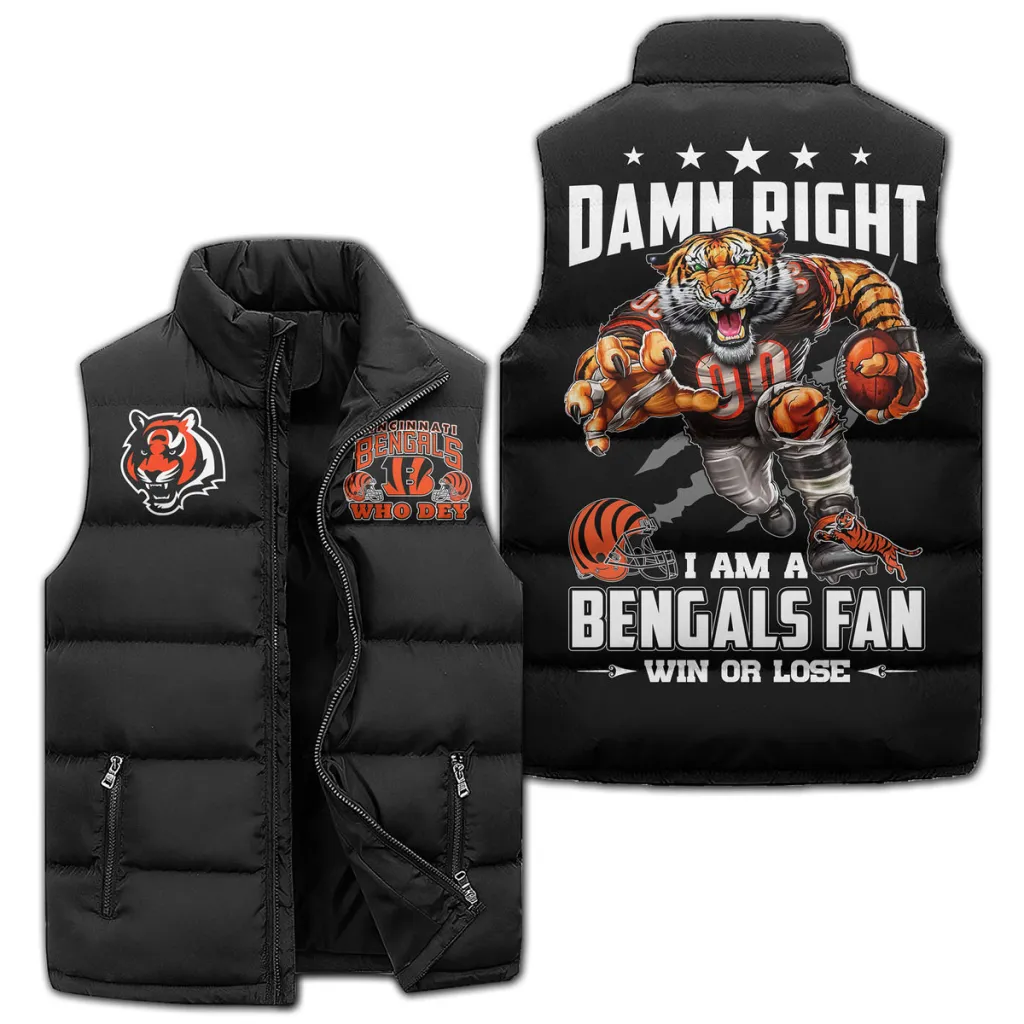 Cincinnati Bengals Men’s Premium Sleeveless Puffer Vest Jacket