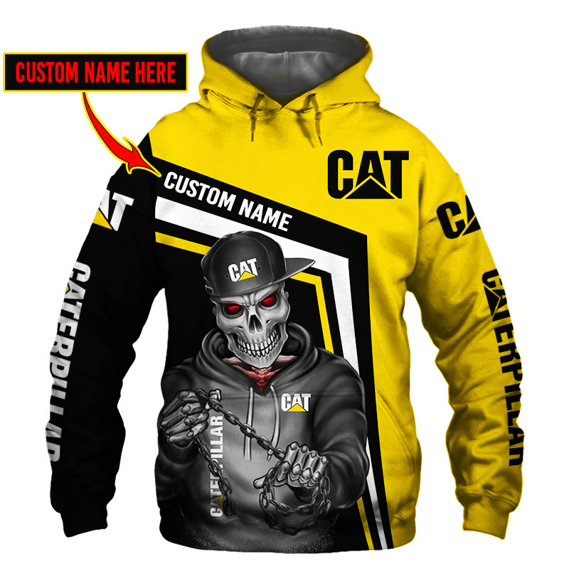 Custom 3D Caterpillar Skull Apparel: T-Shirt, Hoodie, Polo & More