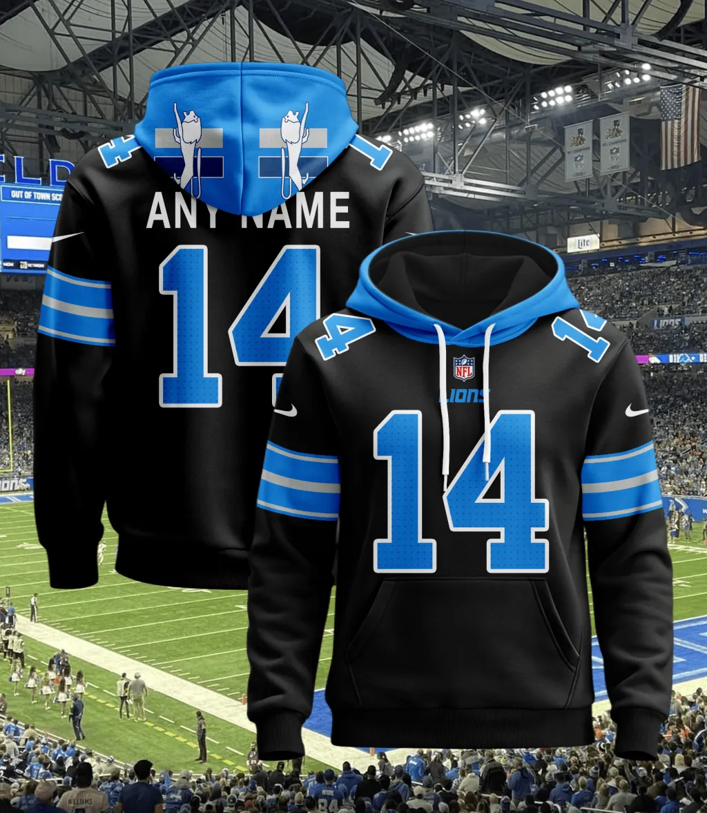 Custom Detroit Lions Football Hoodie Jersey – Personalized Football Apparel