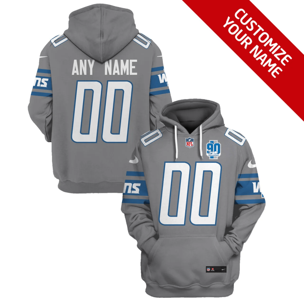 Custom Detroit Lions Football Hoodie Jersey – Personalized Football Apparel