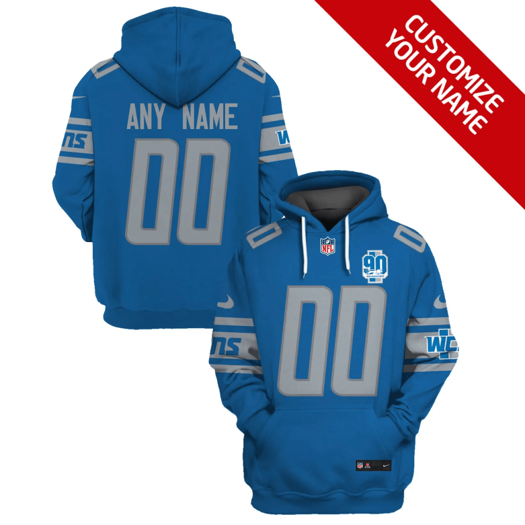 Custom Detroit Lions Football Hoodie Jersey – Personalized Football Apparel