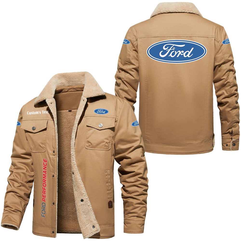 Custom Ford Performance Vintage Cargo Jacket – Fleece Lined Cotton