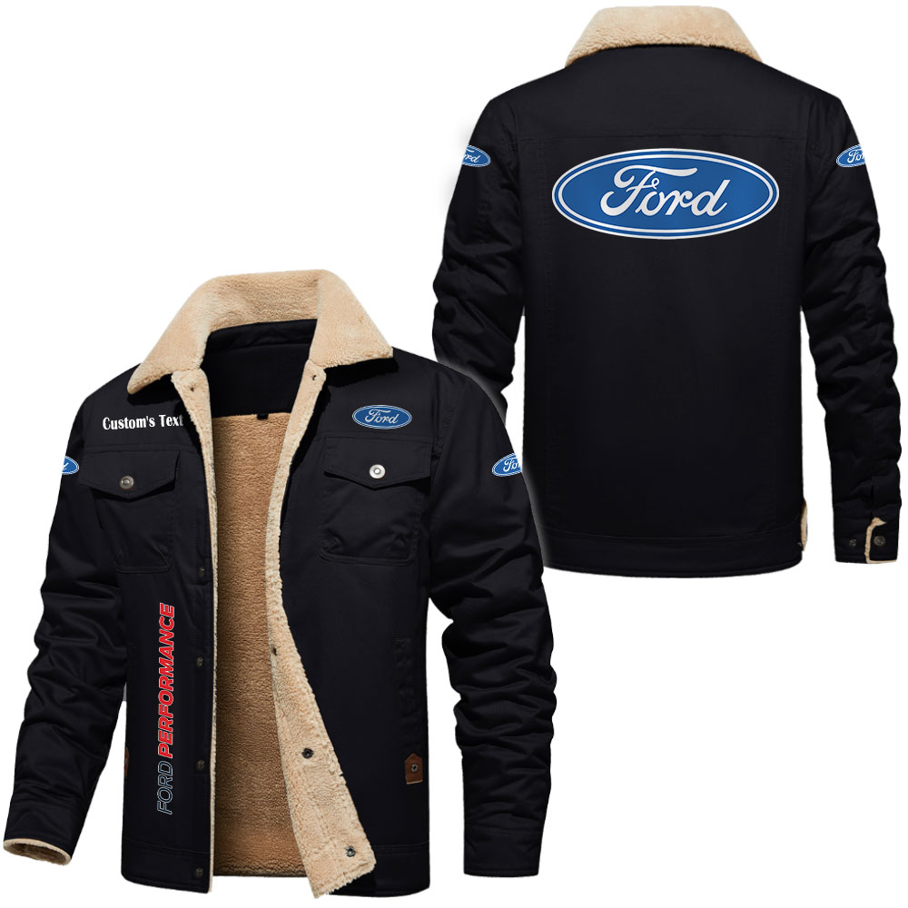 Custom Ford Performance Vintage Cargo Jacket – Fleece Lined Cotton