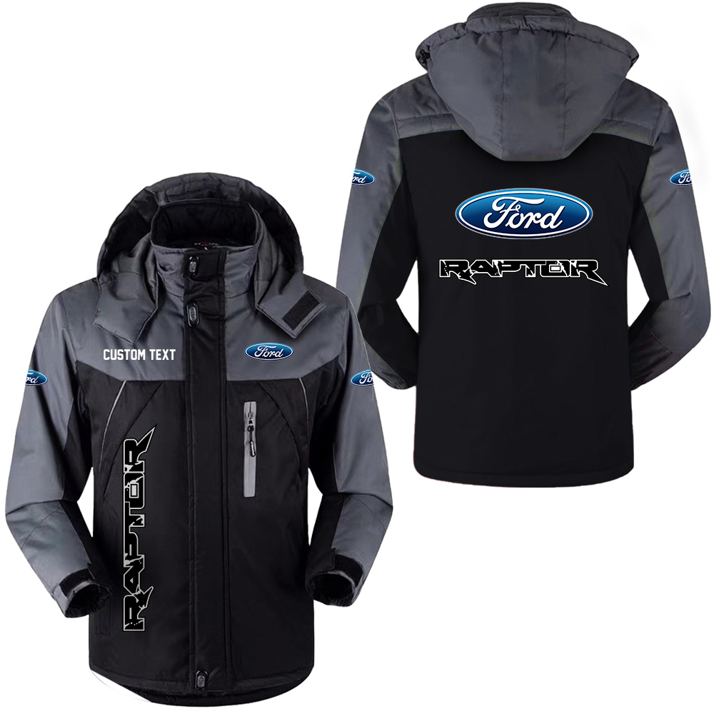 Custom Ford Raptor Ski Jacket, Hooded Fleece, Personalized Name & Logo