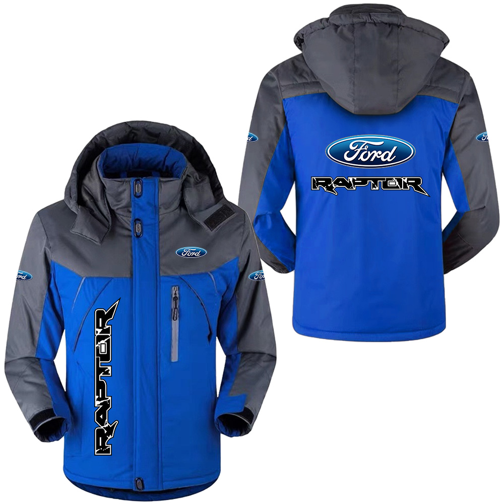 Custom Ford Raptor Ski Jacket, Hooded Fleece, Personalized Name & Logo