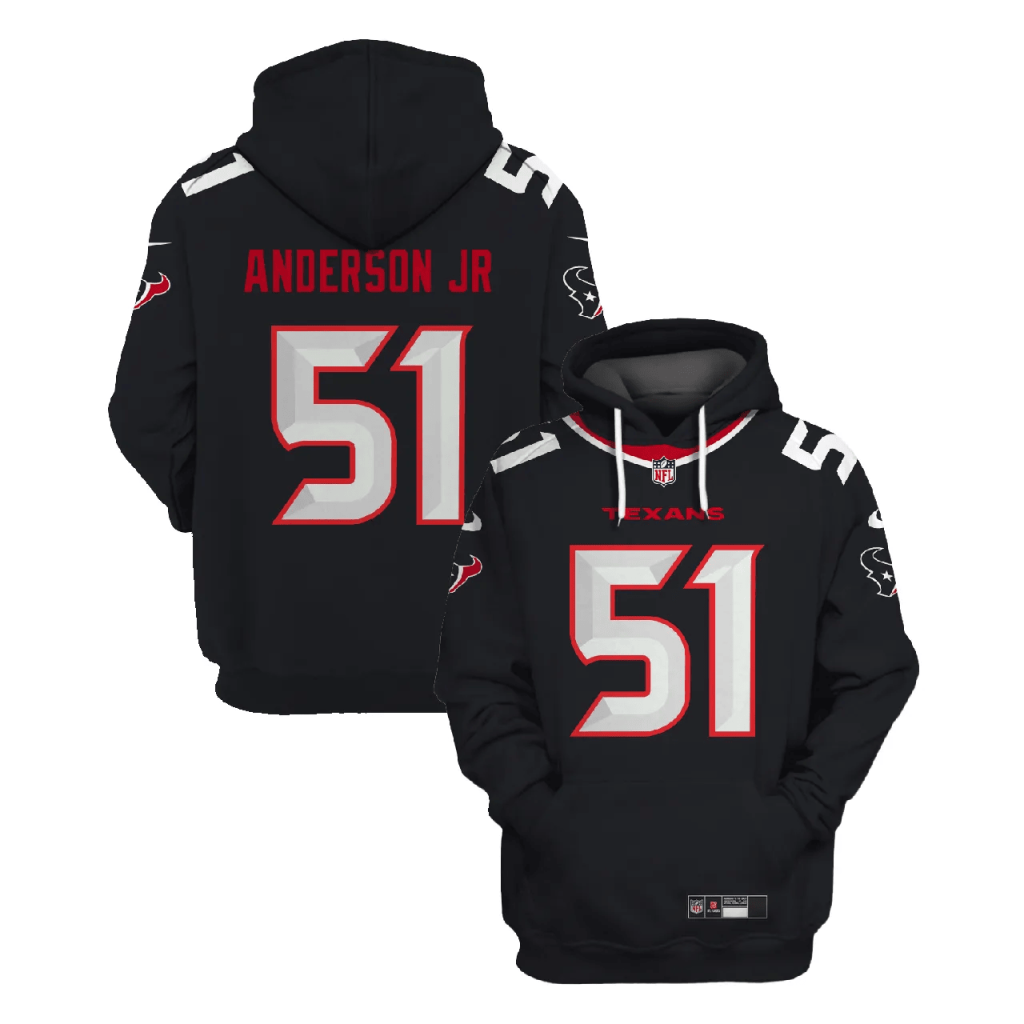 Custom Houston Texans Football Hoodie Jersey – Personalized Football Apparel