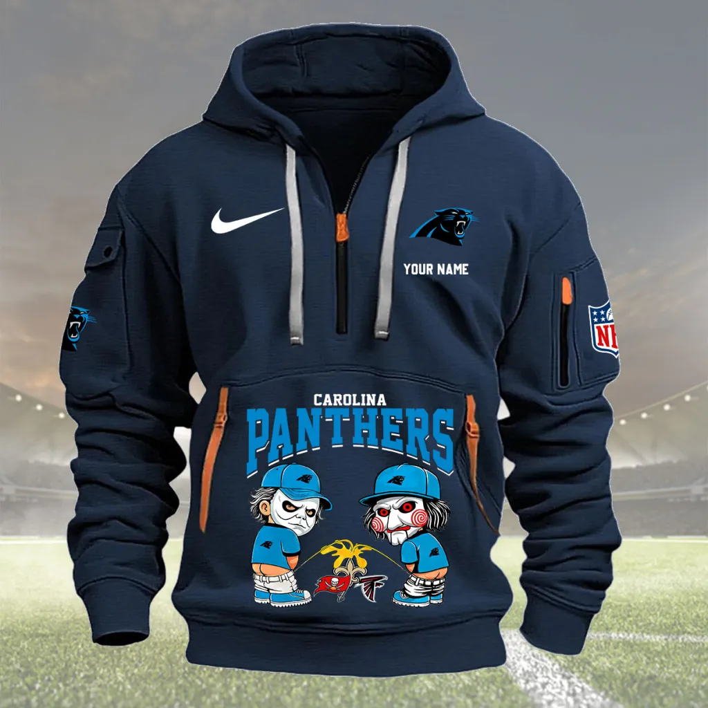 Custom Quarter Zip Hoodie For Carolina Panthers Fans