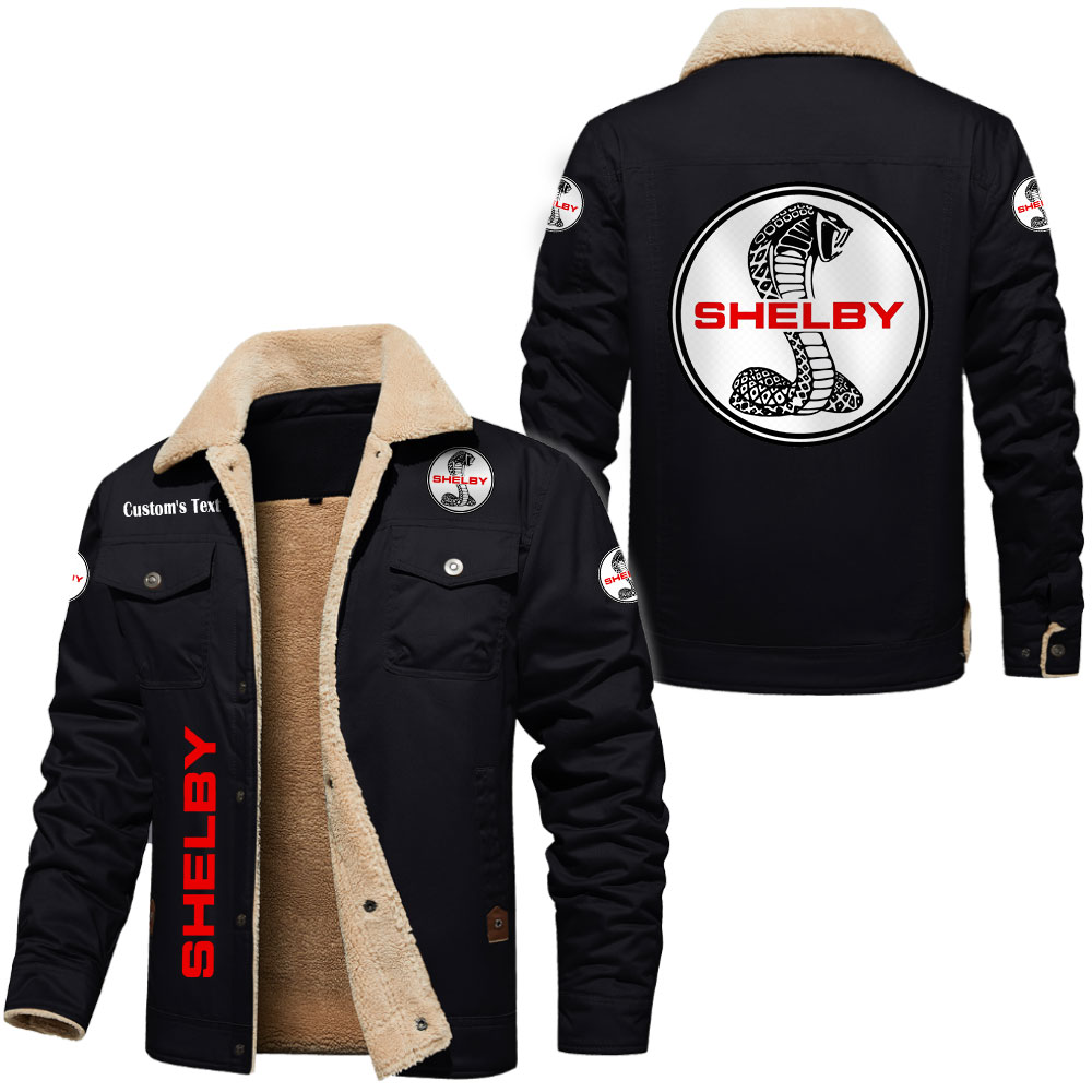 Custom Shelby Cobra Fleece Lined Vintage Cotton Jacket With Logo