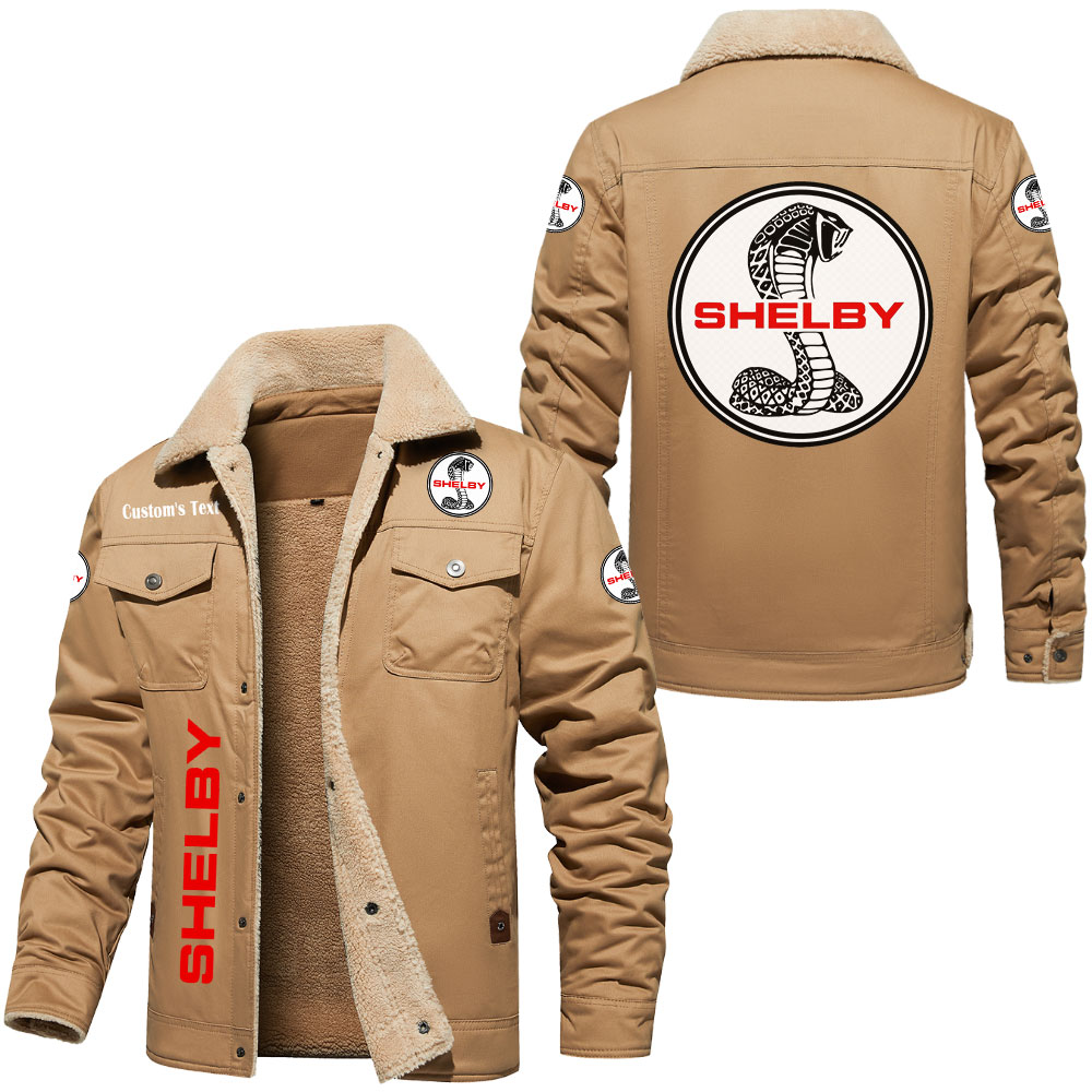 Custom Shelby Cobra Fleece Lined Vintage Cotton Jacket With Logo