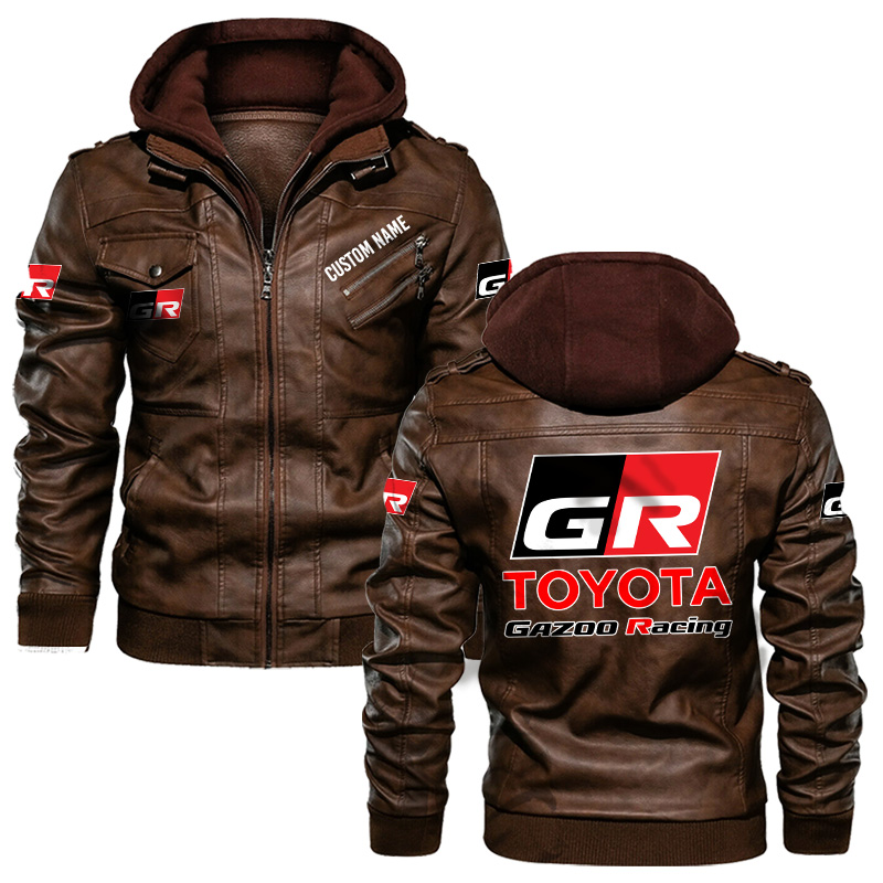 Custom Toyota Gazoo Racing Leather Jackets: Vintage Black/Brown