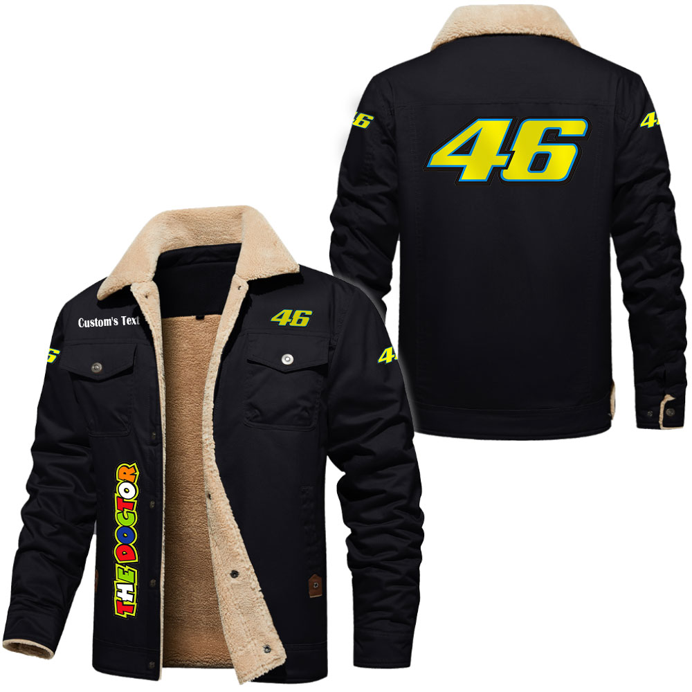 Custom Valentino Rossi 46 Vintage Cargo Jacket – Fleece Lined Cotton