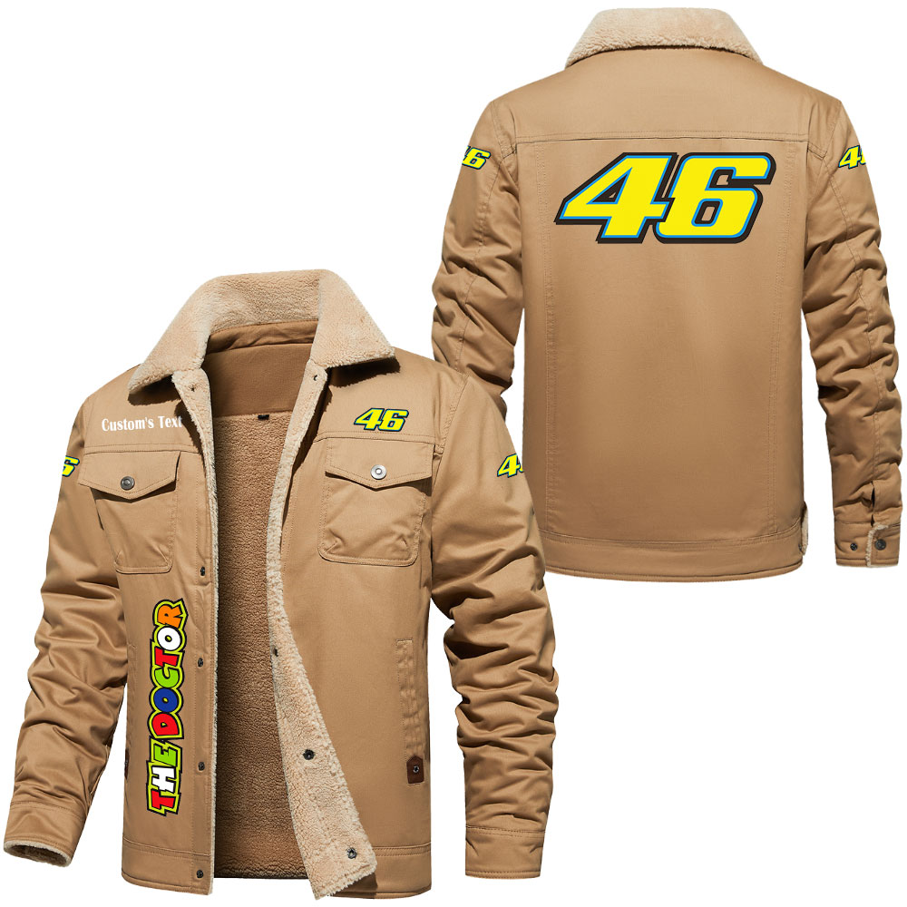 Custom Valentino Rossi 46 Vintage Cargo Jacket – Fleece Lined Cotton