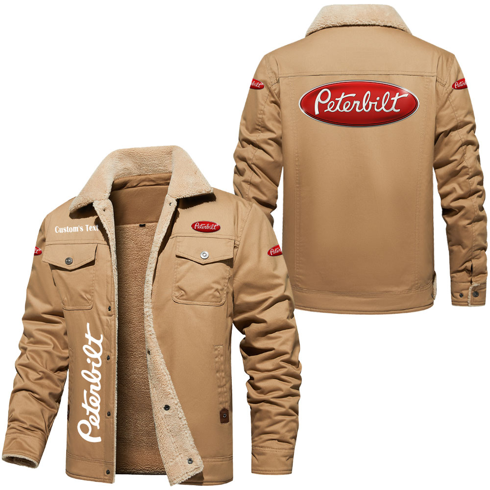 Custom Vintage Peterbilt Cargo Jacket – Fleece Lined Cotton, Add Name/Logo