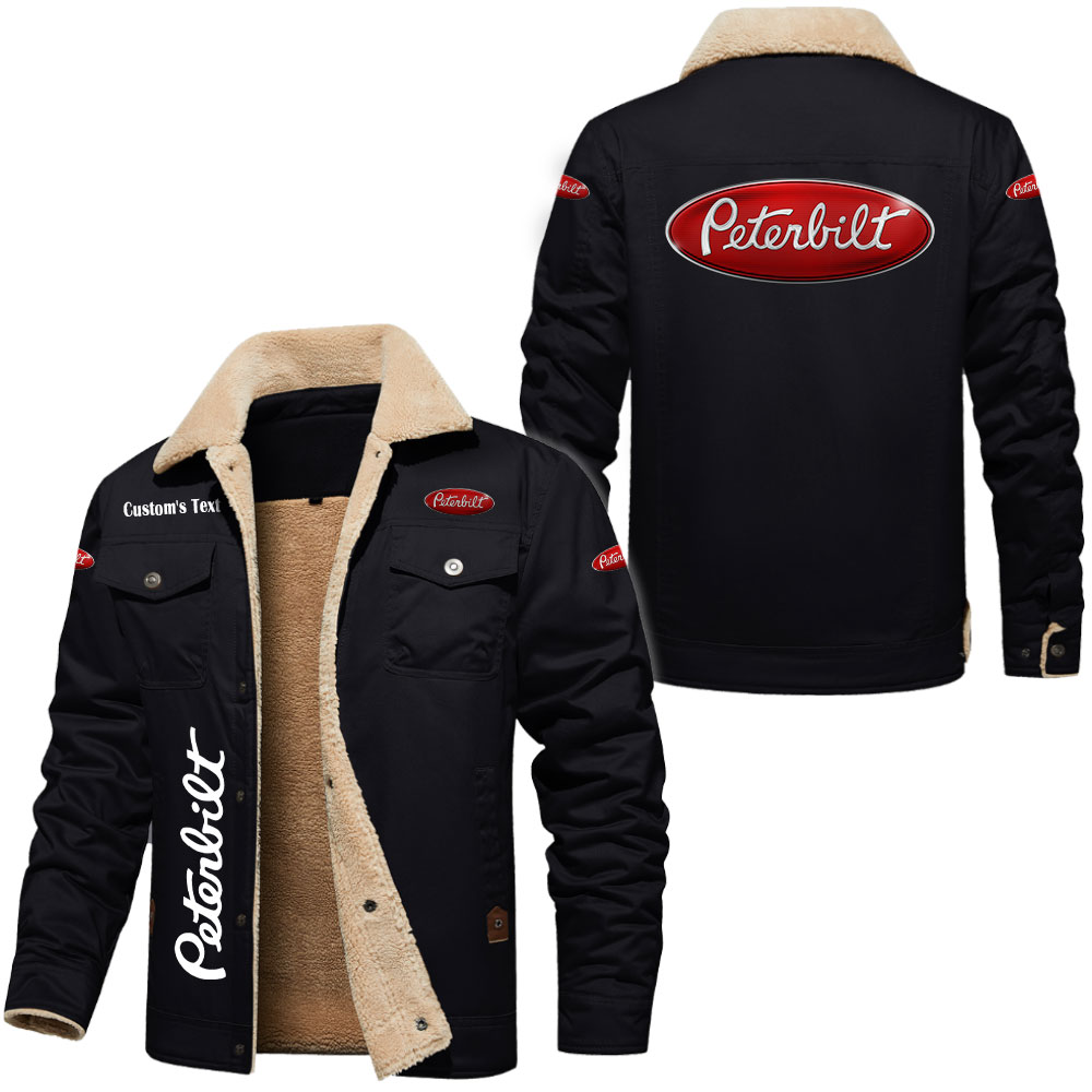 Custom Vintage Peterbilt Cargo Jacket – Fleece Lined Cotton, Add Name/Logo