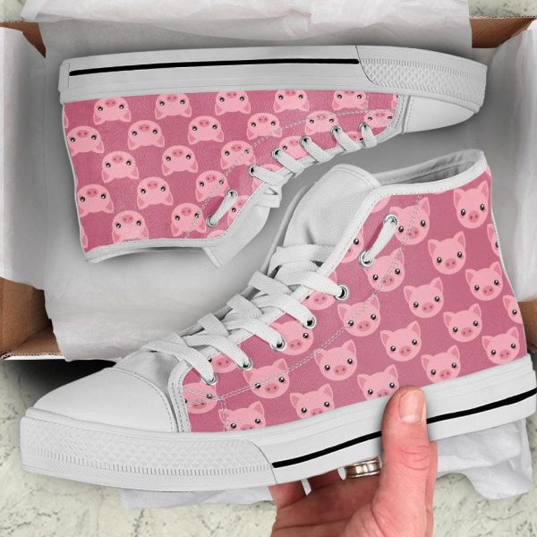 Pink Pig Pattern Canvas Shoes