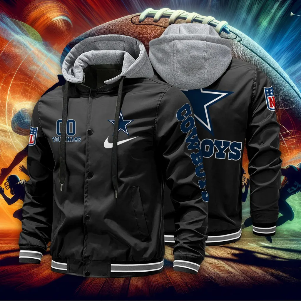 Dallas Cowboys Custom Baseball Jacket With Removable Hood