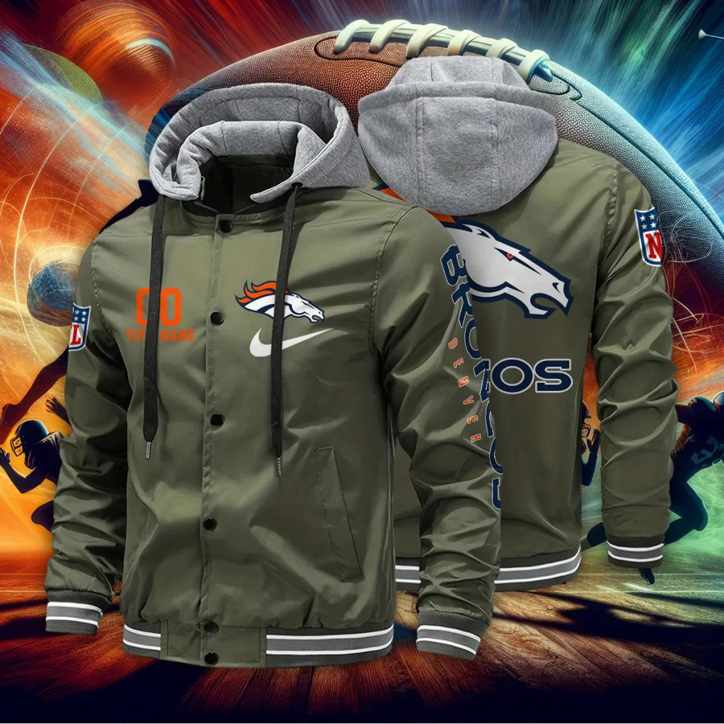 Denver Broncos Custom Baseball Jacket With Removable Hood