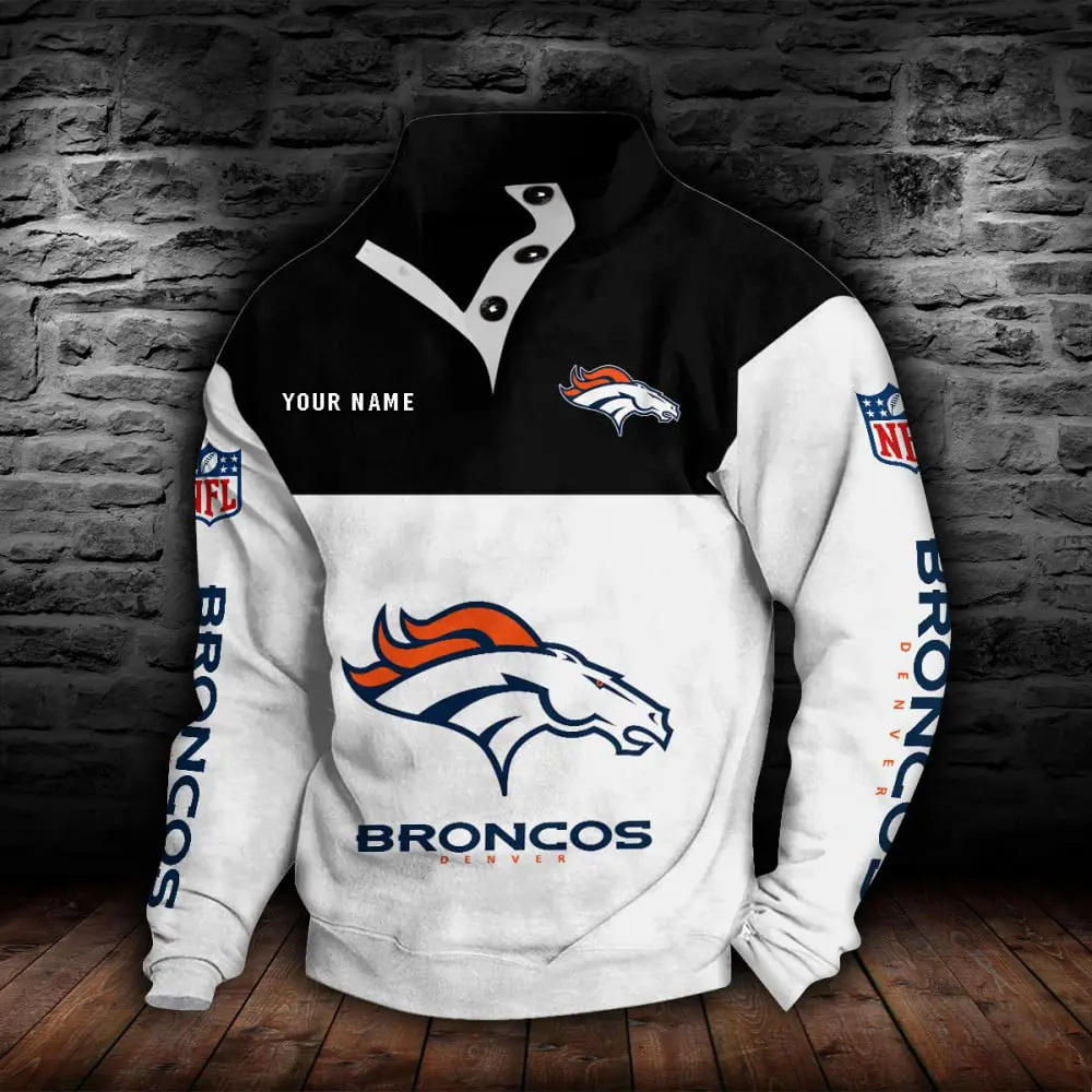 Denver Broncos Personalized Colorful Stand Collar Sweatshirt